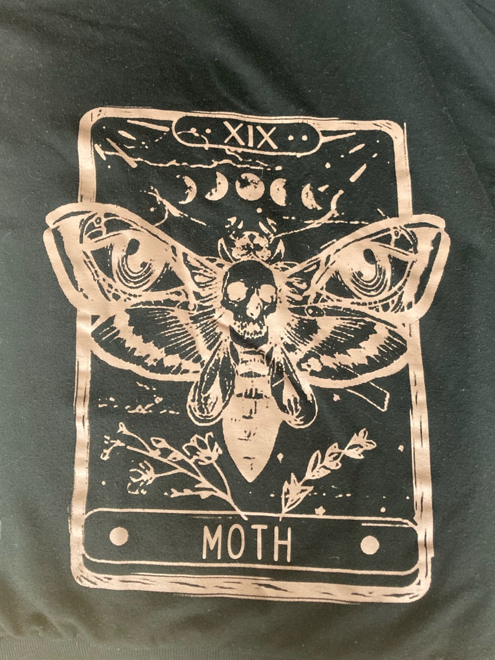 Moth Graphic hoodie in Blush Print on Black